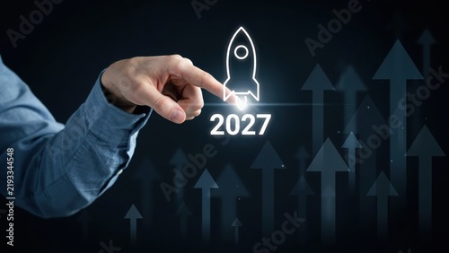 Business 2027 startup rocket launch growth concept