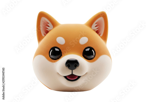 Cute shiba inu dog head isolated on transparent background