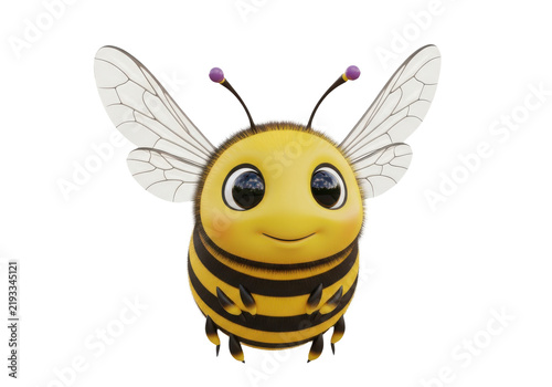 Cute cartoon bee isolated on transparent background