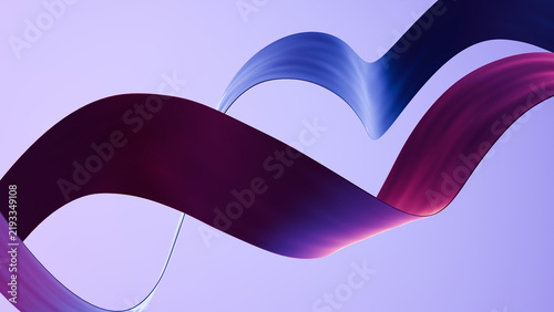 Abstract ribbon wave curve purple blue gradient background with flowing fabric shape, smooth motion, light glow, modern design
