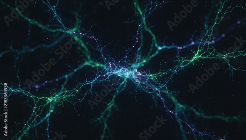 Abstract Neural Network with Glowing Connections and Nodes