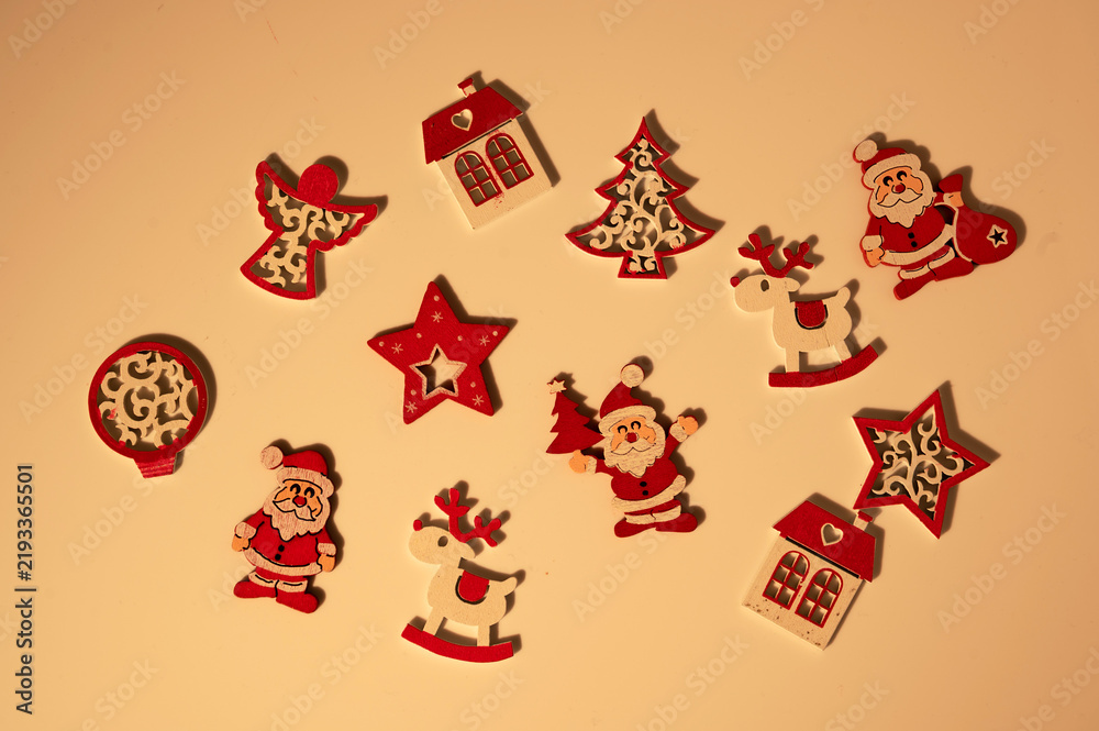 Fototapeta premium Christmas holiday decoration items arranged