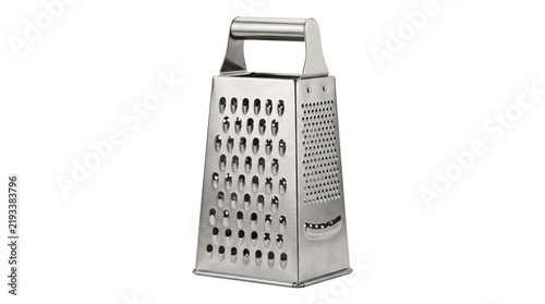 Fotografie Stainless steel kitchen grater box type with four sides for grating cheese vegetables isolated transparent png