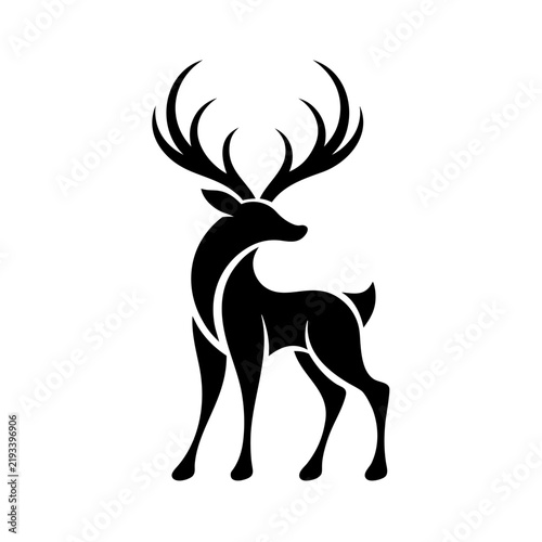 Elegant deer looking back silhouette vector illustration