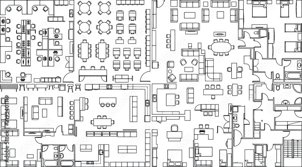 Obraz premium Architectural floor plan with furniture and interior design symbols