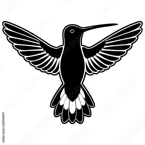Hummingbird Spread Wings Black Silhouette Vector illustration. Elegant bird icon design element for nature, freedom, and beauty concepts.