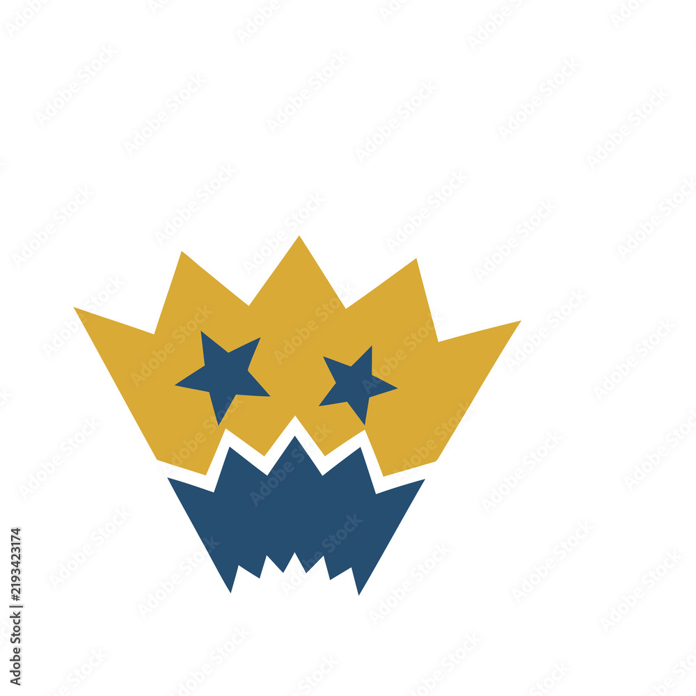 Fototapeta premium Cartoon monster face with stars and jagged mouth