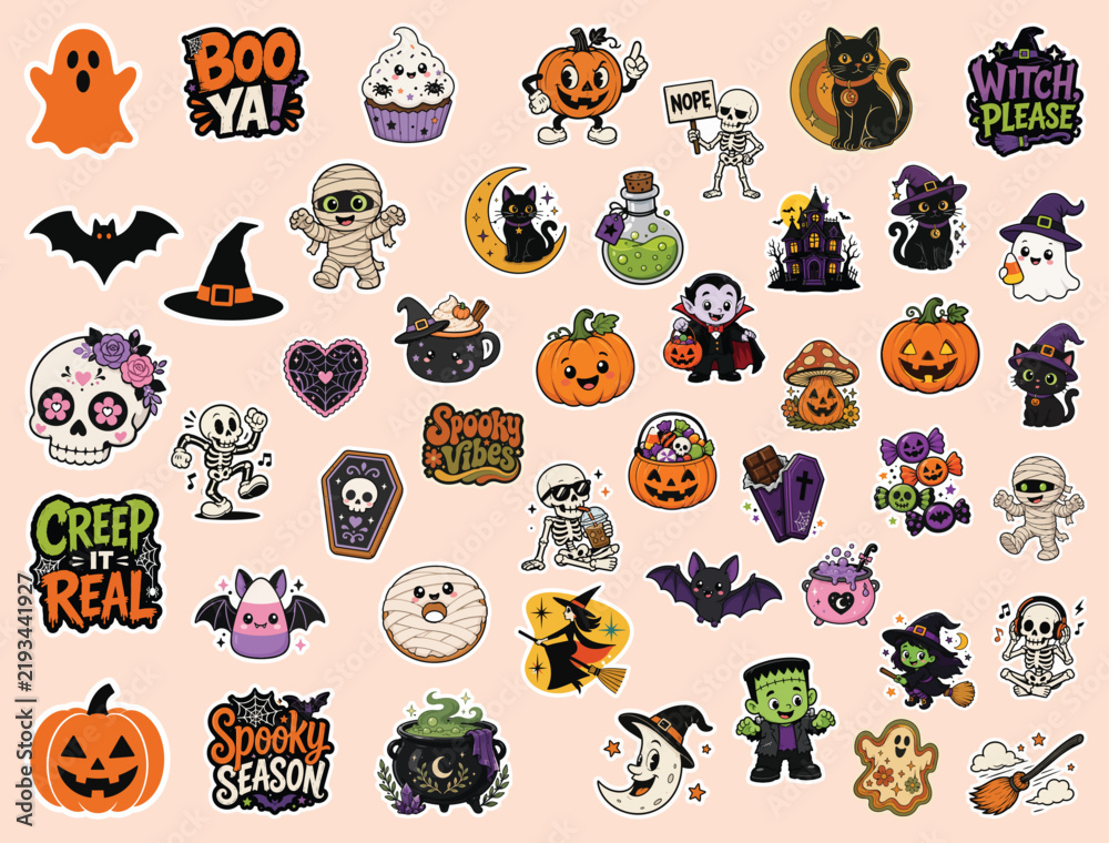 Fototapeta premium HALLOWEEN STICKERS BUNDLE.