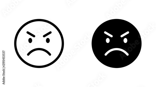 Fotografie Angry face emoji icons with aggressive expression for digital communication and feedback