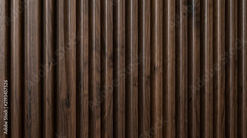 Dark brown wooden wall panels featuring vertical ribbed textures and natural grain patterns creates a sophisticated modern aesthetic suitable for professional interior design and luxury architecture