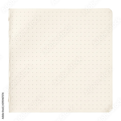 Square dotted journal paper sheet with rounded corners