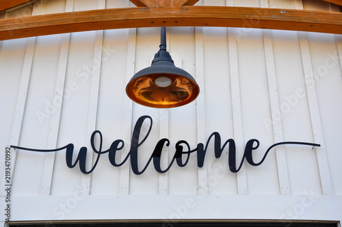 Welcome sign on the wall