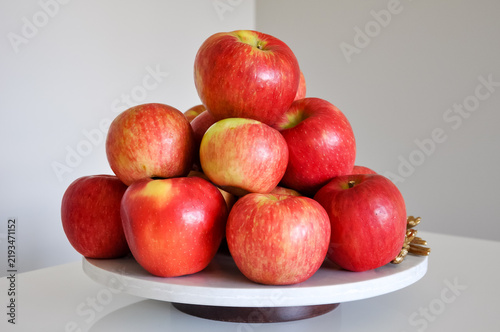 Stack of fresh red apples