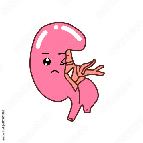 Wink expression. Kawaii Human Kidney Organ cartoon design. 