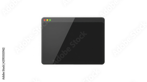 Dark mode software window frame with control buttons isolated on transparent background.