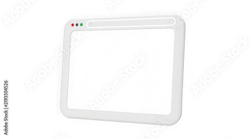 Web browser interface mockup angled on a transparent surface with clean minimalist aesthetic.