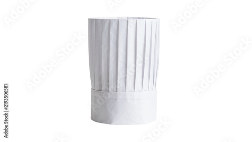 Foto White pleated paper chef hat with fabric band, isolated on transparent backgroun