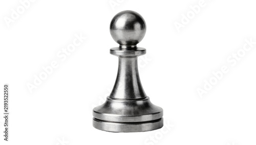 Polished metallic chess pawn piece, isolated on transparent background
