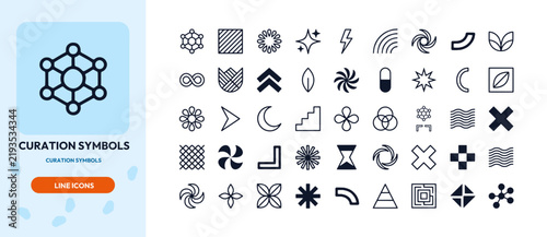 Bild auf Leinwand Curation symbols line icons vector set for creative direction