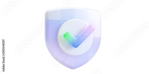 Modern shield with glowing checkmark.