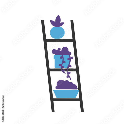 Ladder shelf with potted plants