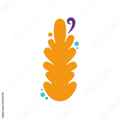Orange abstract shape with purple and blue accents