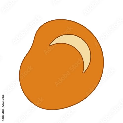 Orange bean shape with light yellow crescent