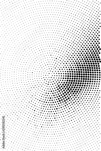 Abstract halftone pattern with radial dot gradient isolated on white background