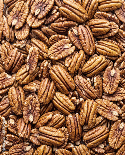 Close up of a pile of pecans walnuts without shell