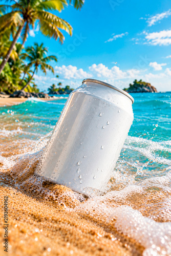 beer can mockup, advertisement for canned beverage