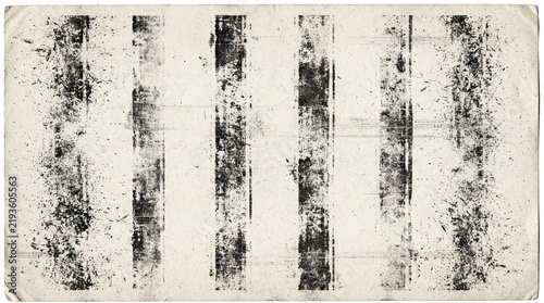 Grungy distressed texture with vertical black ink stripes on aged paper