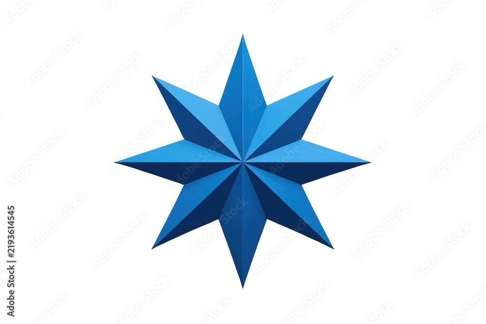 Fototapeta premium Faceted blue eight point star