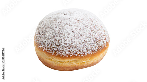 Konstfotografi Isolated fresh sweet delicious powdered sugar donut pastry, traditional dessert