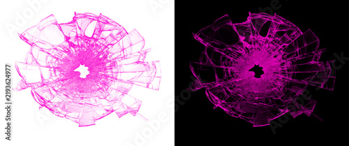 Bild auf Leinwand Pink shattered glass texture isolated on white and black backgrounds