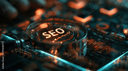 SEO Digital Marketing Growth Circuit Board Technology Arrow Increase Search Engine Optimization Business Concept