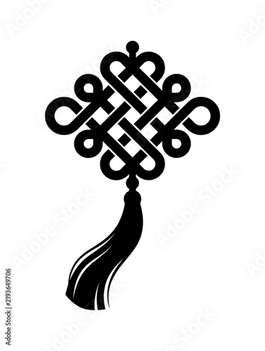 Traditional black chinese knot with tassel hanging decoration