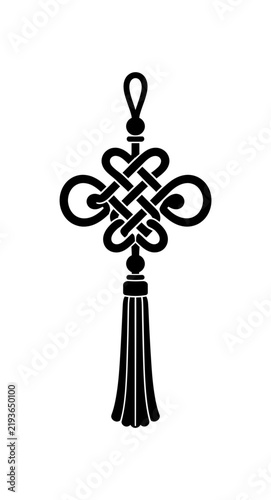 Black tassel keychain with infinity knot design