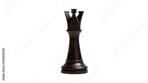 Fotografía Isolated premium dark wooden chess queen piece, classic game and strategy symbol