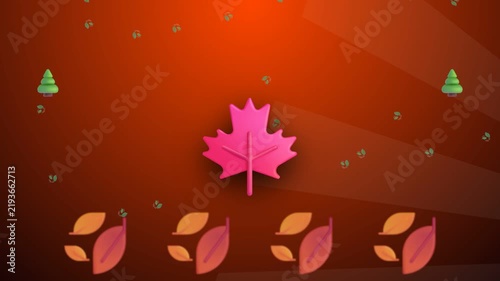 autumn leaves on a red background