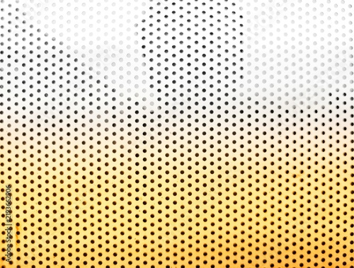 фотографія Perforated metal mesh texture background with gold gradient light