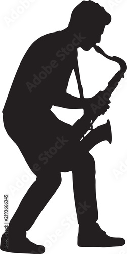 Saxophonist Playing Saxophone Silhouette Vector Illustration