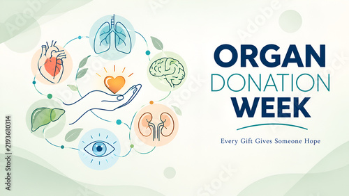 Organ Donation Week Continuous Line Medical Awareness Banner
