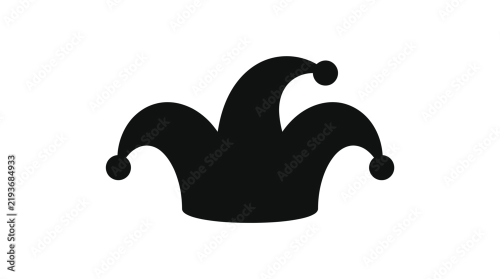 Fototapeta premium Black jester hat icon isolated on a white background