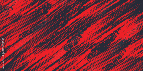 Title sublimation jersey shirt design vector template background grunge brush halftone red black splash splatter paint steel texture. eps 10