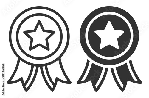 Award Ribbon Star Icon Set for Recognition