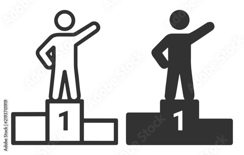 Winner Standing on First Place Podium Icons
