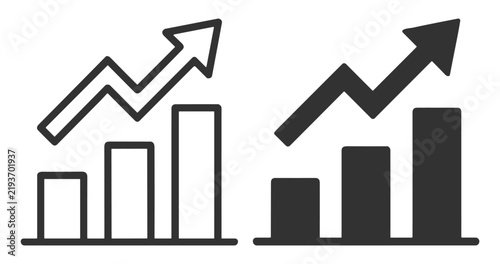 Growing Bar Chart with Upward Arrow Icons