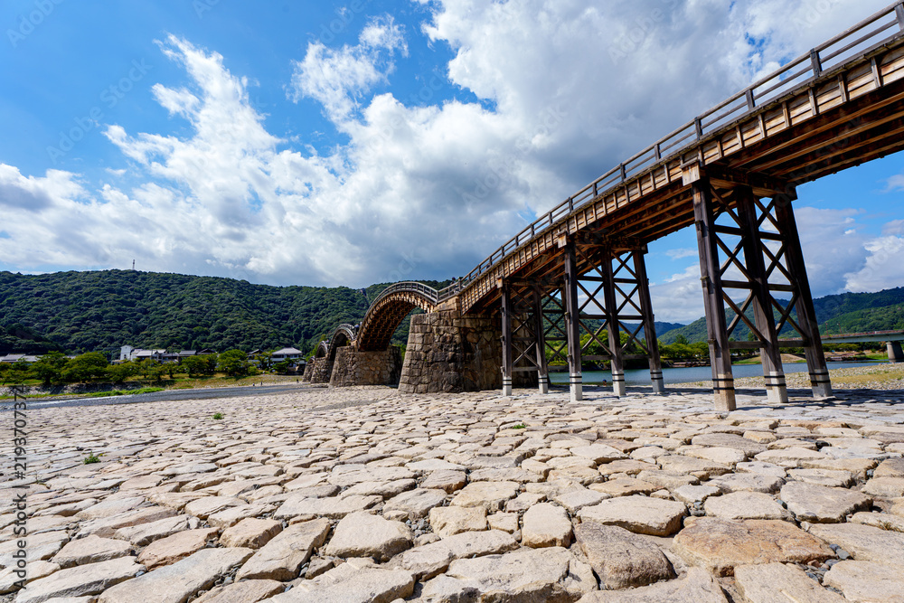 Fototapeta premium Kintaikyo Wooden Arch Bridge in Iwakuni Yamaguchi Japan