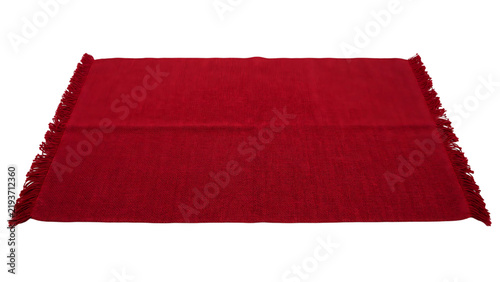 Deep Red Woven Placemat with Textured Surface Isolated on Transparent Background