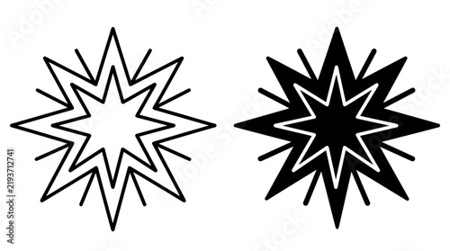 Black and white magic stars vector set